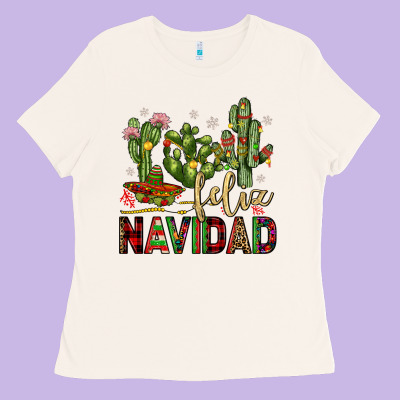 Cactus Feliz Navidad Ladies Tee Designed By Jahusdesignshop