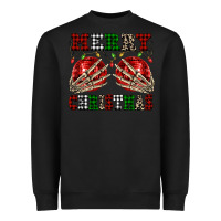 Black Merry Christmas skeleton hands boobs Heavyweight Sweatshirt - NancyCooperArtShop