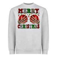 Heather Grey Merry Christmas skeleton hands boobs Heavyweight Sweatshirt - NancyCooperArtShop