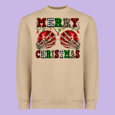 Merry Christmas Skeleton Hands Boobs Heavyweight Sweatshirt Designed By Nancycooperartshop