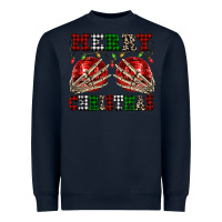 Navy Merry Christmas skeleton hands boobs Heavyweight Sweatshirt - NancyCooperArtShop