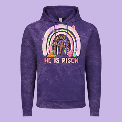 He Is Risen Easter Rainbow Vintage Hoodie Designed By Maliassmallbusiness