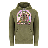 Vintage Olive he is risen easter rainbow Vintage Hoodie - MaliasSmallBusiness