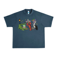 Midnight Navy mardi gras alligator crawfish pelican Urban Heavy Tee - MaliasSmallBusiness