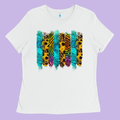 Turquoise Leopard Sunflowers Colorful Ladies Tee Designed By Ranaportraitstore