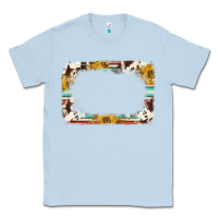 Dusty Blue western serape sunflower background frame Classic Tee - NancyCooperArtShop