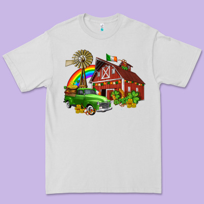 Barn St Patricks With Truck And Shamrocks Premium Tee Designed By Adodesignshop