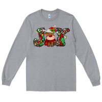 Heather Grey joy christmas deer Long Sleeve Tee - MaliasSmallBusiness