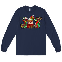 Navy joy christmas deer Long Sleeve Tee - MaliasSmallBusiness
