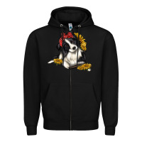 Black border collie with bandanna Zipper Hoodie - texasbilliewilder