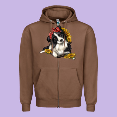 Border Collie With Bandanna Zipper Hoodie Designed By Texasbilliewilder