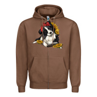 Chestnut border collie with bandanna Zipper Hoodie - texasbilliewilder