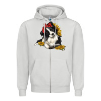 Dove Grey border collie with bandanna Zipper Hoodie - texasbilliewilder