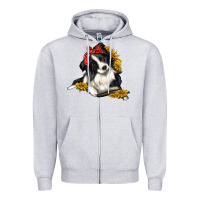 Heather Grey border collie with bandanna Zipper Hoodie - texasbilliewilder