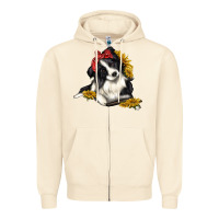 Sandshell border collie with bandanna Zipper Hoodie - texasbilliewilder