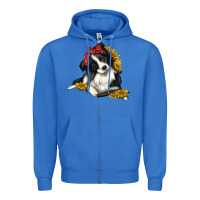 True Royal border collie with bandanna Zipper Hoodie - texasbilliewilder