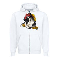 White border collie with bandanna Zipper Hoodie - texasbilliewilder