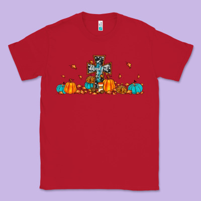 Thankful Cross Pumpkin Classic Tee Designed By Jahusdesignshop