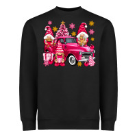Black Pink christmas gnomes truck Heavyweight Sweatshirt - NancyCooperArtShop