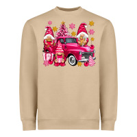 Mushroom Pink christmas gnomes truck Heavyweight Sweatshirt - NancyCooperArtShop