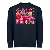 Navy Pink christmas gnomes truck Heavyweight Sweatshirt - NancyCooperArtShop