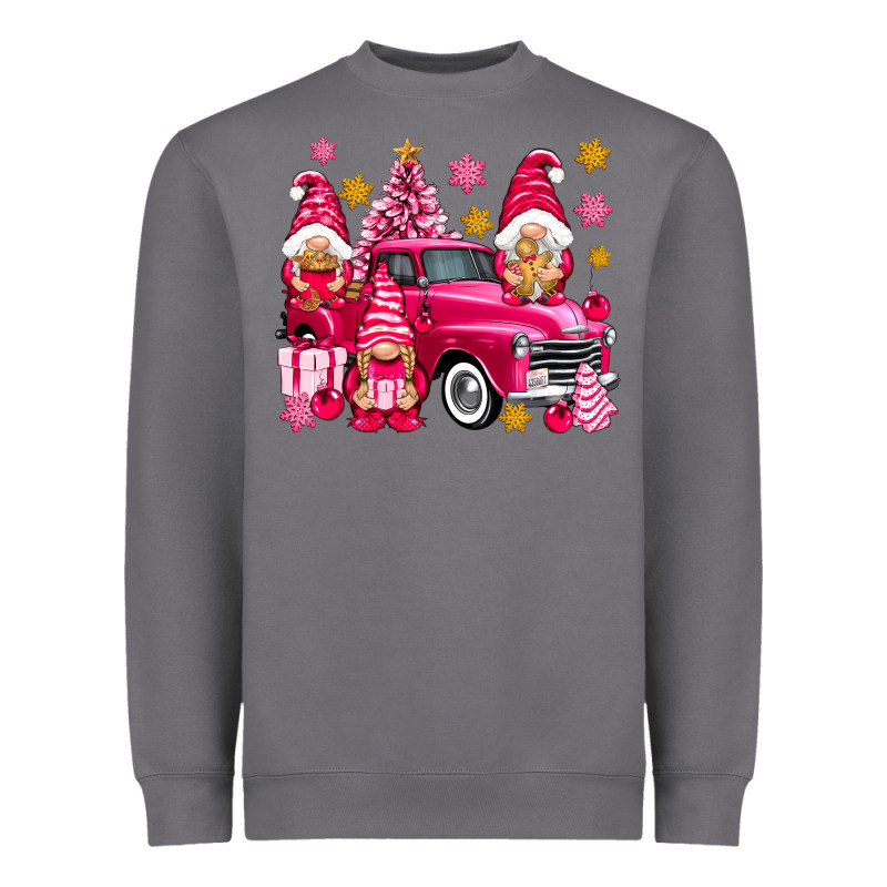Pink Christmas Gnomes Truck Heavyweight Sweatshirt by NancyCooperArtShop | Teevron