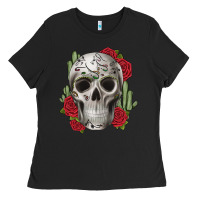 Black skull cactus Ladies Tee - JahusDesignShop