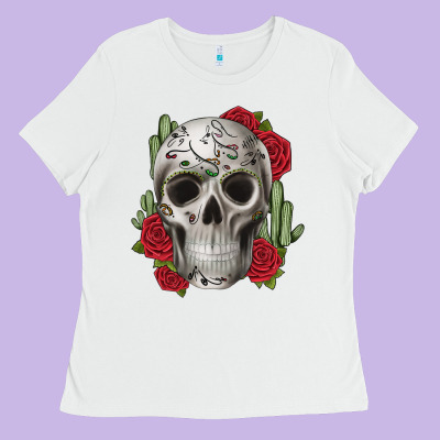 Skull Cactus Ladies Tee Designed By Jahusdesignshop