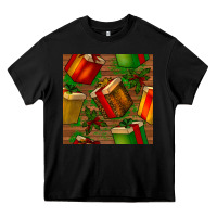 Black christmas gift box seamless pattern Heavy Core Tee - BundleAndBundleShop