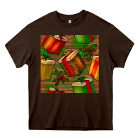 Chocolate Brown christmas gift box seamless pattern Heavy Core Tee - BundleAndBundleShop