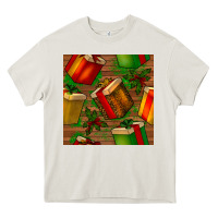 Cream christmas gift box seamless pattern Heavy Core Tee - BundleAndBundleShop