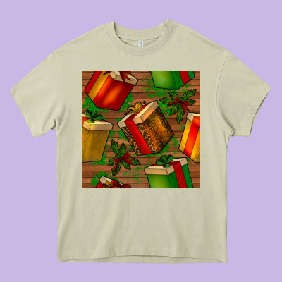 Christmas Gift Box Seamless Pattern Heavy Core Tee Designed By Bundleandbundleshop