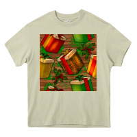 Mossy christmas gift box seamless pattern Heavy Core Tee - BundleAndBundleShop