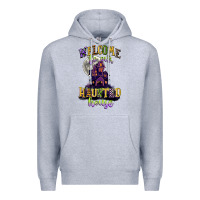 Heather Grey welcome to our haunted house Premium Hoodie - CowGirlArtShop