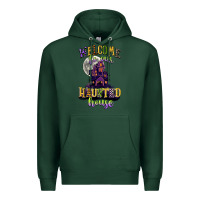 Sports Green welcome to our haunted house Premium Hoodie - CowGirlArtShop
