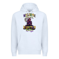 White welcome to our haunted house Premium Hoodie - CowGirlArtShop