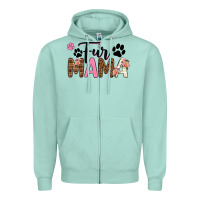 Seafoam fur mama Zipper Hoodie - texasbilliewilder