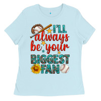 Baby Blue i'll always be your biggest fan baseball Ladies Tee - BundleAndBundleShop