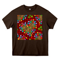 Chocolate Brown christmas lights and leopard hearts seamless pattern Heavy Core Tee - BundleAndBundleShop