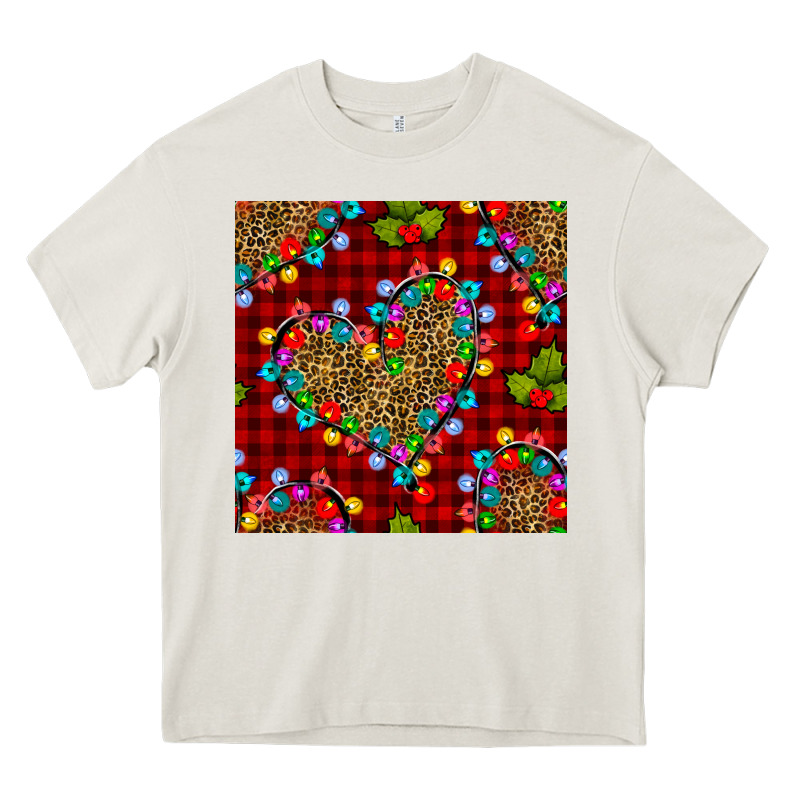 Christmas Lights And Leopard Hearts Seamless Pattern Heavy Core Tee by BundleAndBundleShop | Teevron
