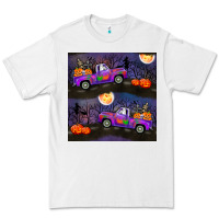 White halloween spooky truck seamless pattern Premium Tee - BundleAndBundleShop