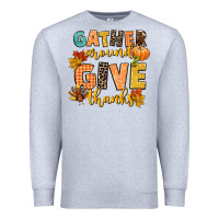 Heather Grey gather around and give thanks Premium Sweatshirt - CowGirlArtShop