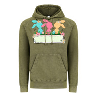 Vintage Olive easter bunny trio Vintage Hoodie - MaliasSmallBusiness