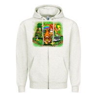 Oatmeal Heather st patricks day gnomies with truck Zipper Hoodie - NancyCooperArtShop