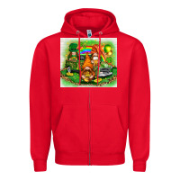 Red st patricks day gnomies with truck Zipper Hoodie - NancyCooperArtShop
