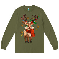 Army Green reindeer in christmas Long Sleeve Tee - MaliasSmallBusiness