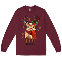 Burgundy reindeer in christmas Long Sleeve Tee - MaliasSmallBusiness