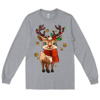 Heather Grey reindeer in christmas Long Sleeve Tee - MaliasSmallBusiness