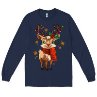 Navy reindeer in christmas Long Sleeve Tee - MaliasSmallBusiness