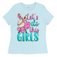Baby Blue let's do this girls baseball Ladies Tee - BundleAndBundleShop